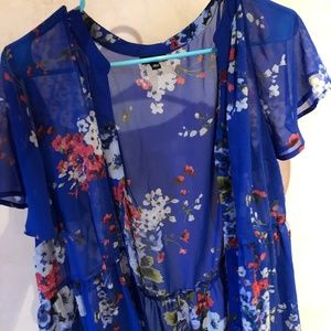 Torrid Royal Blue Floral Tunic PLUS SIZE